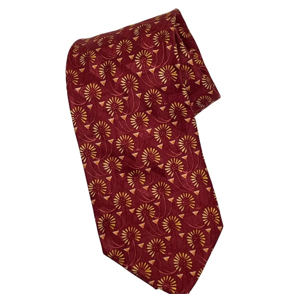Ermenegildo Zegna Silk Tie Mens OS Red Floral Geometric Luxury Business Formal